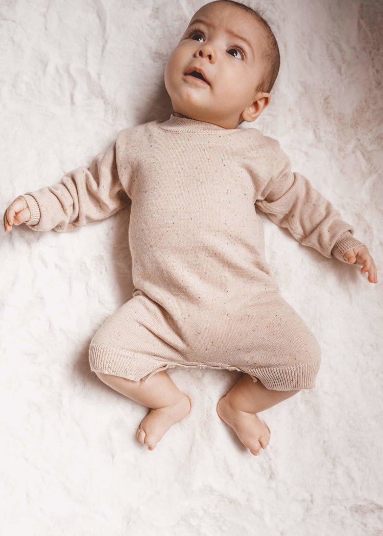 ARLO Speckled Long-Sleeve Romper - Natural - Rocco & The Fox
