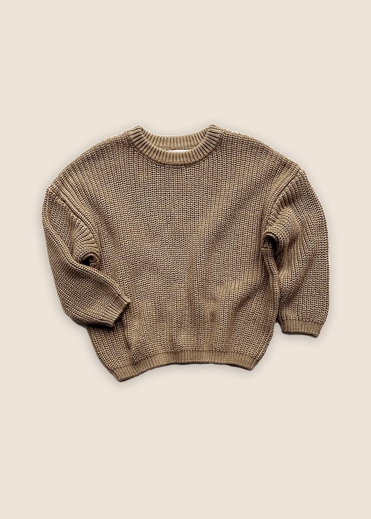 ASPEN Chunky Knit Oversized Sweater - Mole brown toddler baby cosy winter chunky knit knitwear jumper sweater boys girls neutral taupe