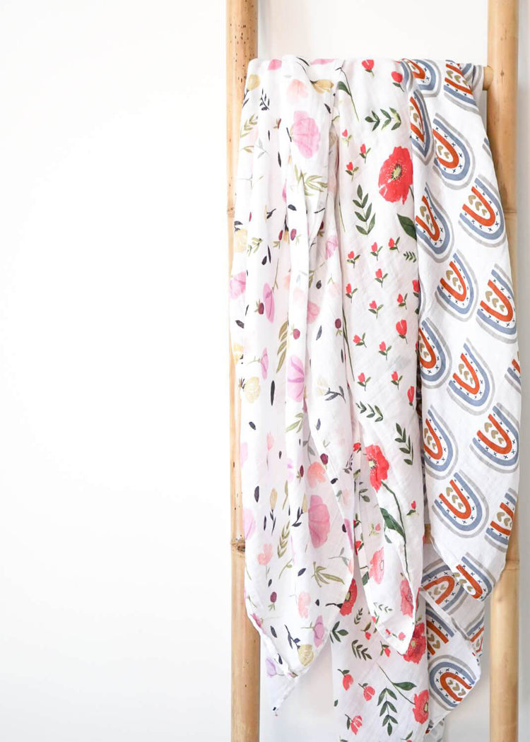 FLORA Large Floral Muslin Swaddle - Rocco & The Fox