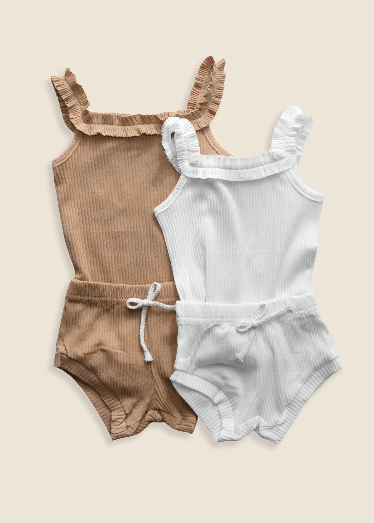 MILA Ribbed Frill Bodysuit + Shorts Set - Brown – Rocco & The Fox