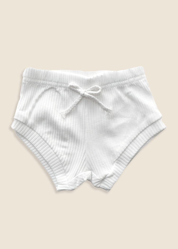 MILA Ribbed Frill Bodysuit + Shorts Set - White - Rocco & The Fox