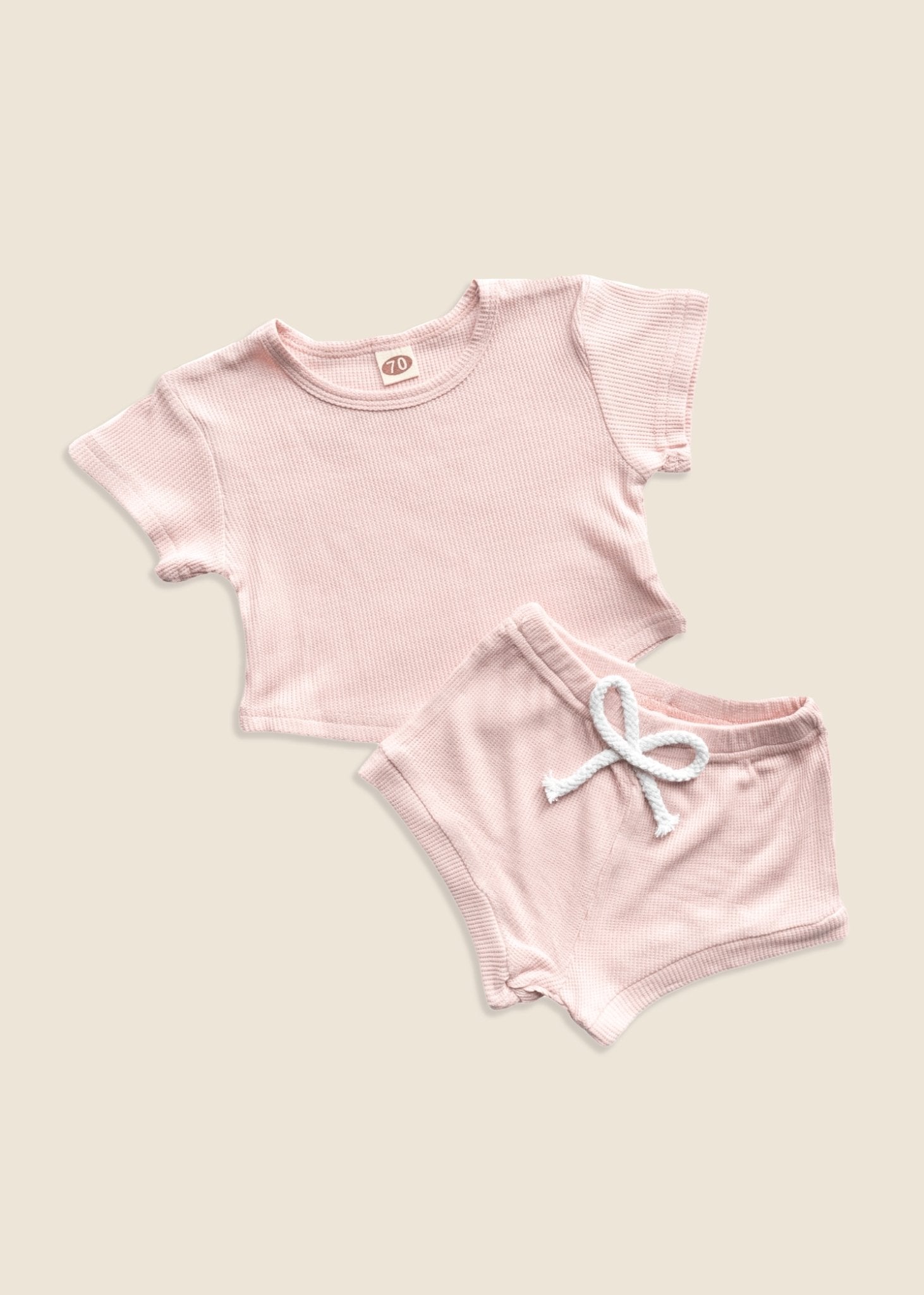 MORGAN Ribbed T-Shirt + Shorts Set - Pale Pink - Rocco & The Fox