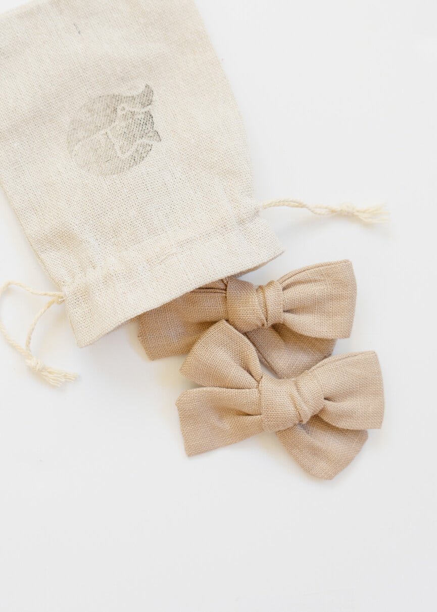 PENNY 2-Piece Bow Clips - Natural Hessian - Rocco & The Fox