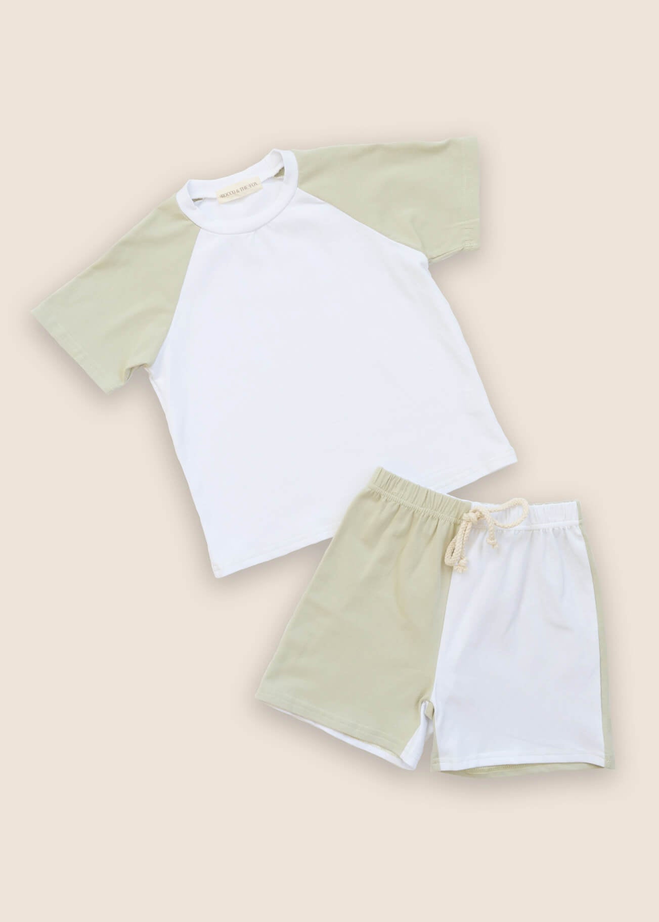 RAFFY Colour Block T-shirt + Shorts Set - Green - Rocco & The Fox