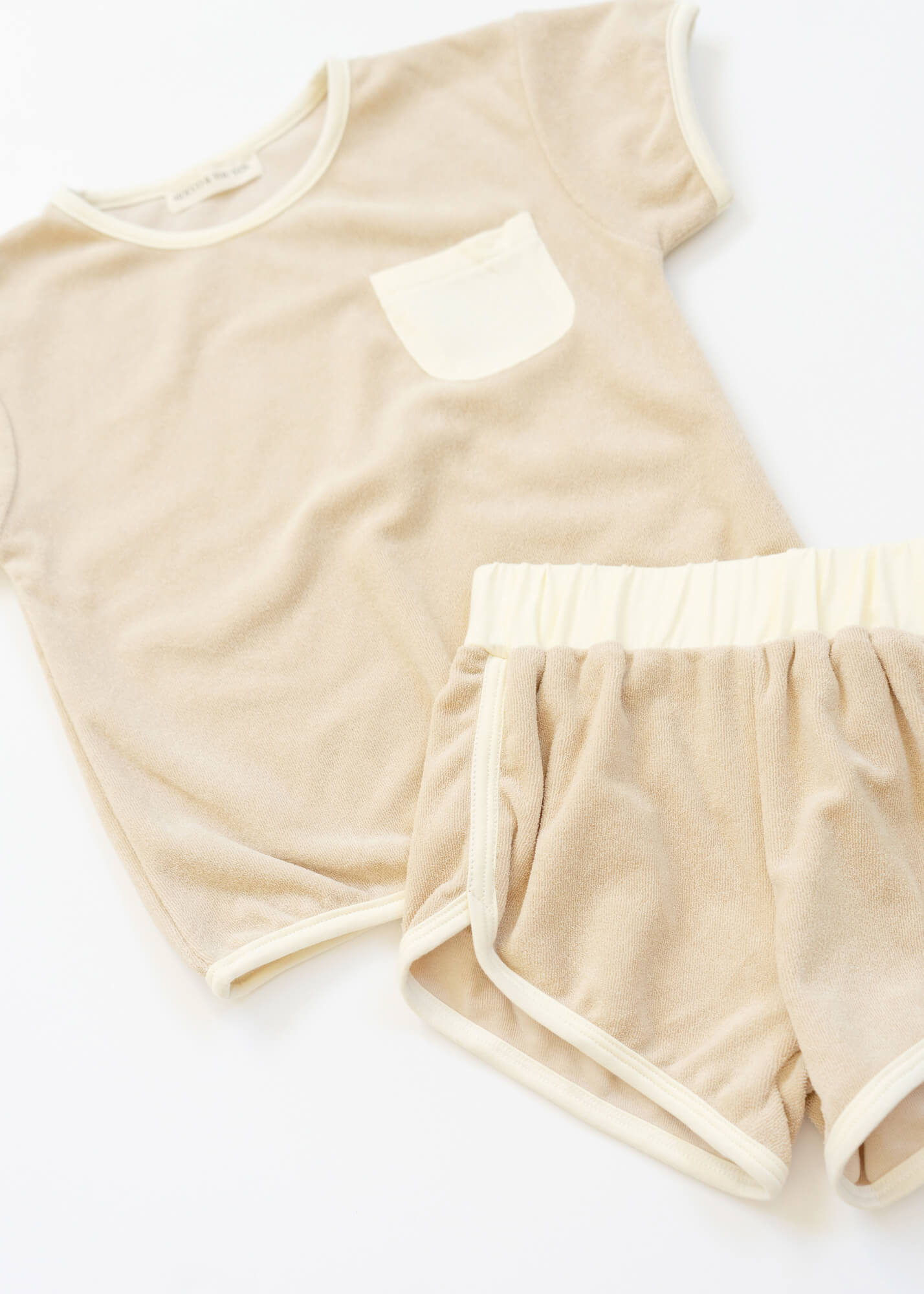 WILDER Terry Towelling Contrast T-Shirt + Shorts Set - Sand - Rocco & The Fox