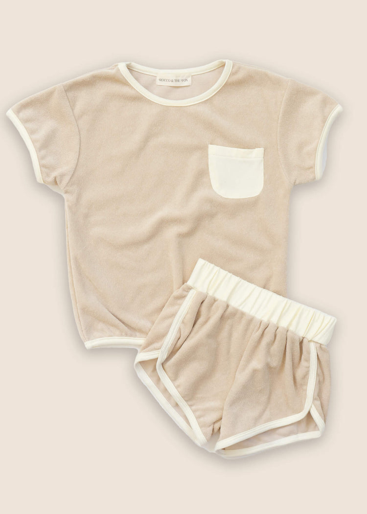 WILDER Terry Towelling Contrast T-Shirt + Shorts Set - Sand - Rocco & The Fox